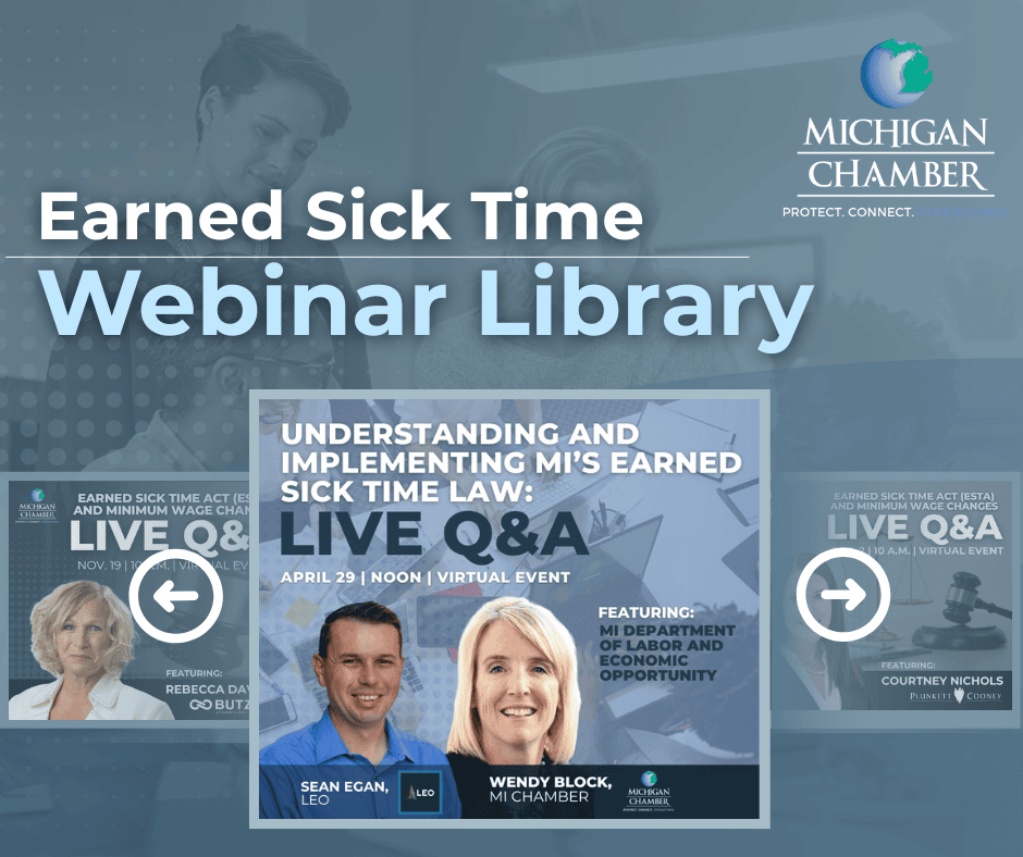 Image highlighting the Earned Sick Time Act webinar options available.